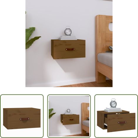 vidaXL Kiefernholz Nachttisch -  Wand-Nachttisch Honigbraun 40x29,5x22 cm (1/5)