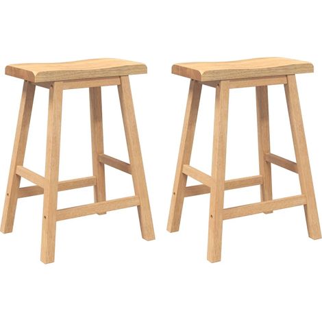 Maison Exclusive - Barhocker 2 Stk. Natur Massivholz Gummibaum