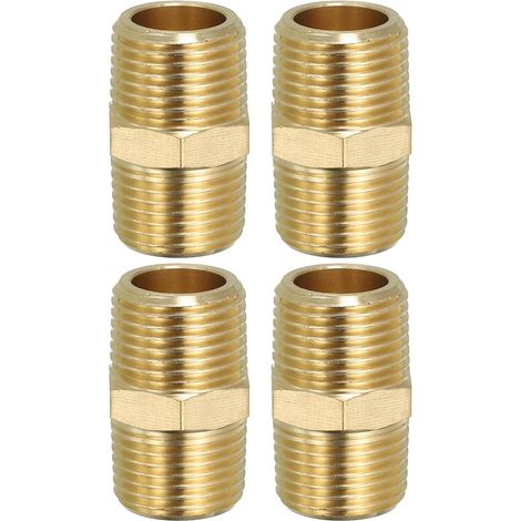 Raccord de Tuyau Hexagonal En Laiton Massif, Adaptateur Filetage, Lot 5, 1/4" Npt X 1/8" Npt, Connecteurs Ligne D'Eau Mâles - 3/8" NPT x (1/5)