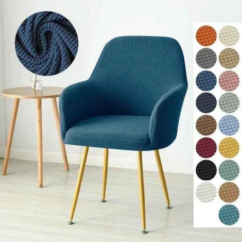 Housse de chaise à bras haut,en polaire extensible,pour salle à manger,pour fauteuil,siège de cuisine- Royal Blue-1pc Chair Cover