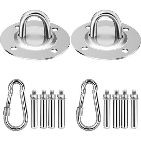 Wolketon 2x Gancio da soffitto in acciaio inox pesante 500KG Innovativo con sospensione in acciaio 304 per lampada a sospensione. amaca