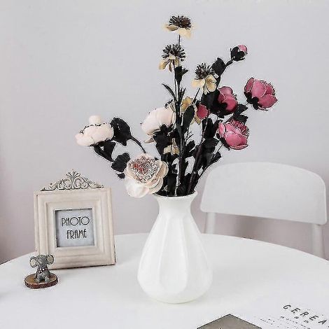 Vase à fleurs en plastique, décoration intérieure, blanc, imitation céramique, pot de fleurs, panier à fleurs style nordique (1/5)