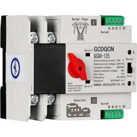 [NEVER USED] Dual-power automatic transfer switch 2P100A, PC-level isolated millisecond ATS switch, rail-mounted