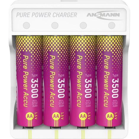 Ansmann Pure Power Set 4× Mignon AA Akkus und Lademodul Batteria ricaricabile Stilo (AA) Li-Ion 3250 mAh 1.5 V 1 pz. (1/5)