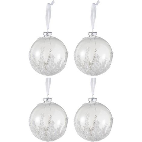 Lot de 4 Boules de Noël "Sucre" 10cm Transparent (1/4)
