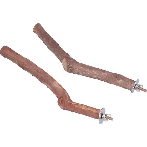 Lot de 2 perchoirs en bois naturel pour perruches, calopsittes, conures et inséparables. (1/5)
