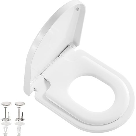 Abattant WC Familial Forme D, Lunette de Toilette avec Siège Enfant Magnétique et Frein de Chute, Cuvette WC Clipsable Antibactérienne pour Adultes et Enfants, Blanc(AMZ-PG308-HUN-DE) (1/5)