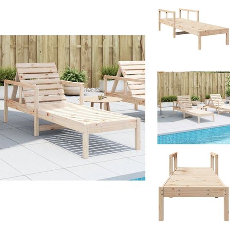 Chaise longue 199,5x62x55 cm bois massif de pin - Chaises Longues - Chaises Longues Pliantes - Mobilier De Jardin - Salon De Jardin - Bains De Soleil (1/5)