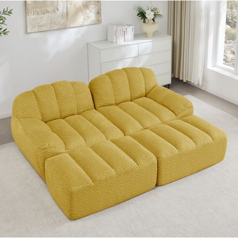 Sofá modular 2 plazas granulado fleece amarillo OKMYHOME (1/5)