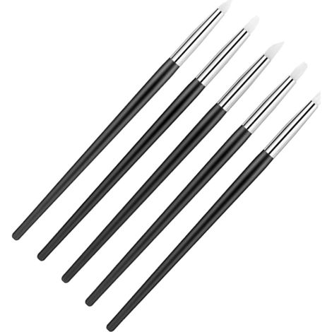 5 pinceaux silicone flexibles style stylo, pour sculpture, gravure, peinture, modelage, manucure