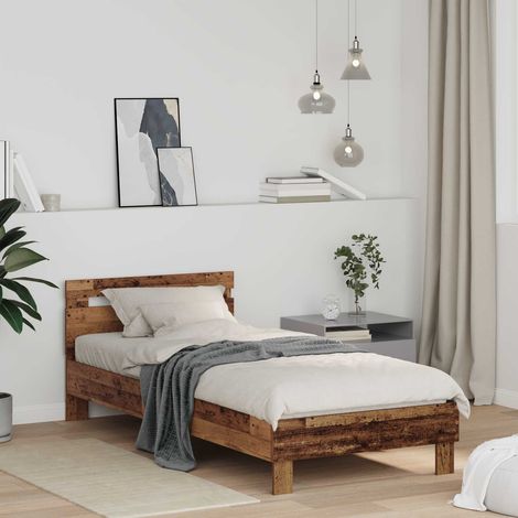 vidaXL Struttura del letto Legno vecchio 75 x 190 cm Legno multistrato