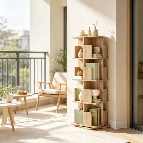 Étagère tournante compacte, support pour plantes, bibliothèque, rangement de salle de bain, étagère de bureau (lot de 1) (1/4)