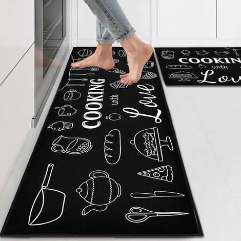 Lot 2 Tapis Cuisine 40x120+40x60cm A4, Antidérapants/Lavables, Cuisine/Couloir/Salon/Chambre/SDB (1/5)