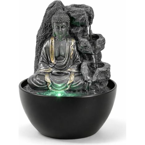 Fontaine d’Intérieur Bouddha Relaxante – Fontaine Cascade – Décoration Zen Feng Shui Porte-Bonheur- Idée Cadeau et Utile Petit Prix- Fontaine de Table Lumière LED - H 18cm – Zen’Light (1/5)