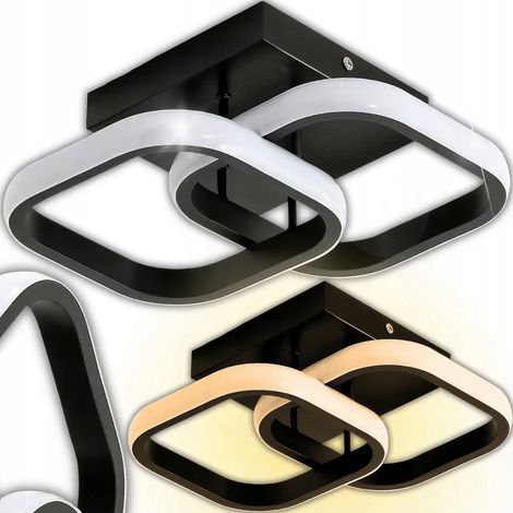 LED-Deckenleuchte, Kronleuchter, Aufputzmontage, modern, quadratisch, schwarz, 24 W (1/5)