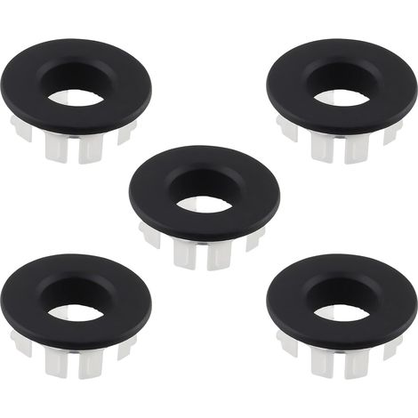 5 Pièces Bouchon Trop Plein Lavabo en Cuivre, Cache Trou Evier Noir Mat 30mm, Anneau de Débordement Universel pour Salle de Bain Cuisine, Couvercle Rond Insert Trou 22-24mm, Accessoire Vasque (1/5)