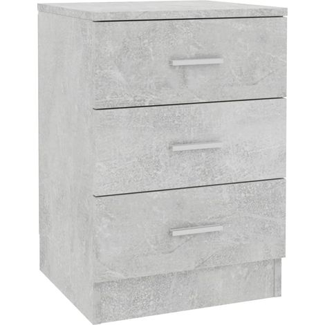 Mesita de noche con 3 cajones 38 x 35 x 56 cm madera contrachapada gris DEC033969