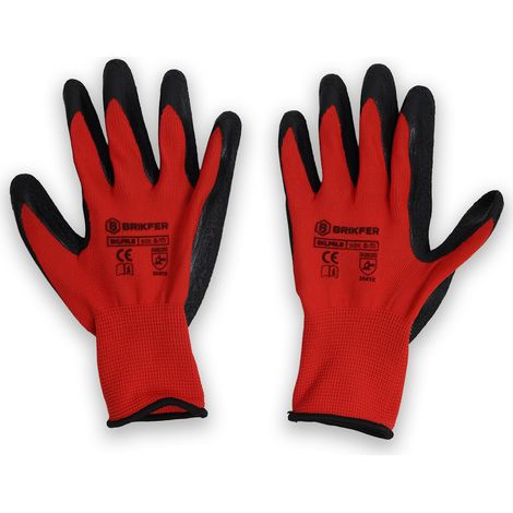 BRIKFER Guantes de Trabajo de Látex Hombre y Mujer EN 388 3141X Talla 10/XL (1/4)