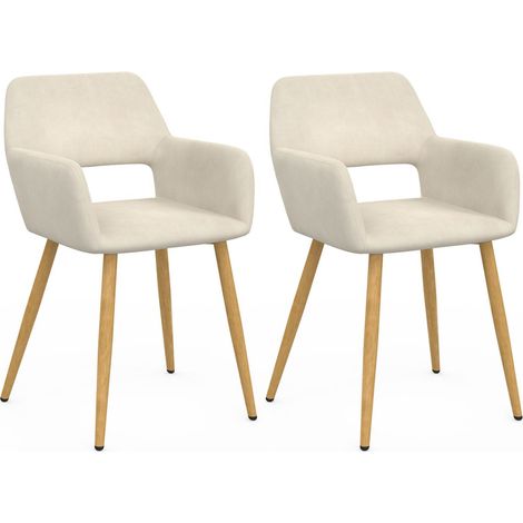 Set di 2 sedie da pranzo e poltrone da tavolo in velluto beige HOLY (1/5)