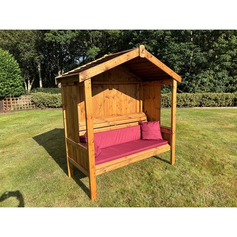 Three Seater Imperial Arbour - L80 x W183 x H194 cm - Burgundy Cushion Included - Fully Assembled