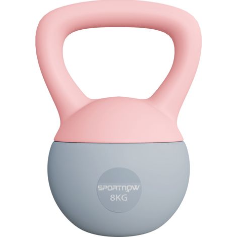 SPORTNOW pesa rusa 8 kg, kettlebell relleno de arena metálica y mango antideslizante, para entrenamiento culturismo en casa, gimnasio, rosa y gris (1/5)