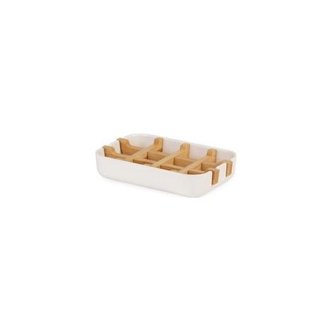 Blanc/Naturel Compactor PorteSavon Blanc, Bambou écologique, Naturel, biodégradable, sans Plastique