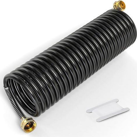 7,5 m langer PU-Gartenschlauch mit Aufrollmechanismus und 3/4"-Messinganschlüssen (GHT), drehbar, für Boote, Pool & Spa, Wohnmobile, Haus und Garten (1/5)