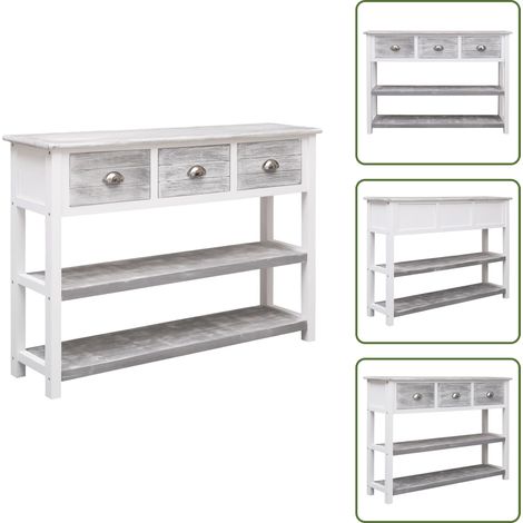 Credenza in pioppo - vidaXL Credenza Grigio Antico 108x30x76 cm Legno Massello di Paulownia - Credenza con cassetti