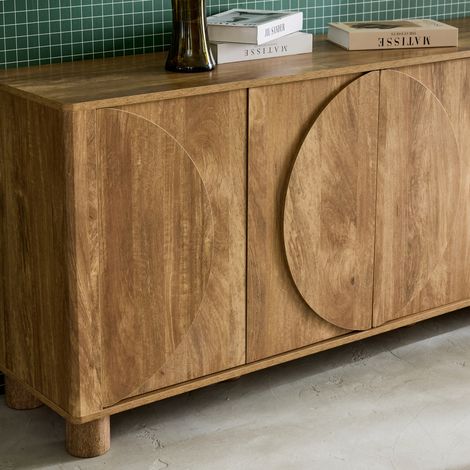 Buffet décor bois de manguier 4 portes 155cm Pondi (1/5)