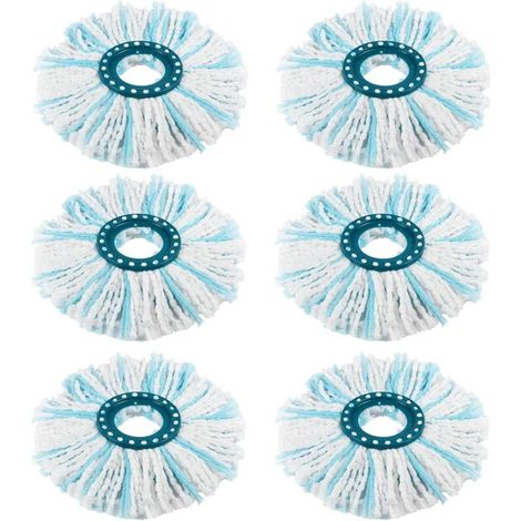 Set of 6 replacement heads for Leifheit Clean Twist Disc Mop/Clean Twist Disc Mop Ergo, microfiber mop for all floors, double-fiber mop capable of efficient absorption (1/4)
