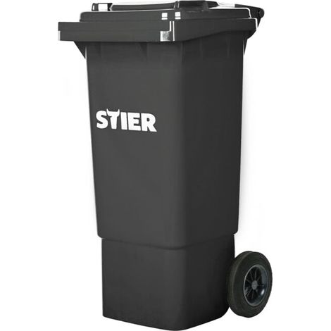 Poubelle grande capacité à 2 roues STIER, 80 l, grise, lxPxH 445x520x939 mm