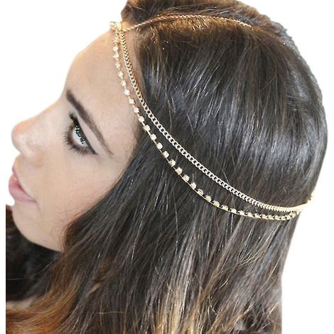 Bijou de cheveux bohème pour fête et mariage, couronne Vantage, pompon en métal, bandeau pour femme 3 (1/5)