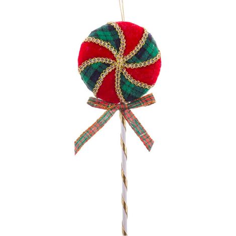 Décoration sapin de noël à suspendre sucette tissu 8.5x1.5x24cm (1/3)