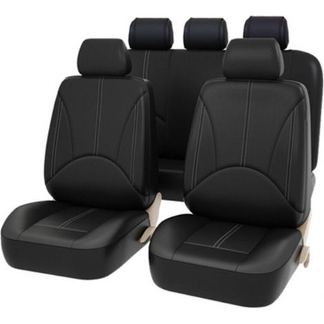 9-teiliges Set Sitzbezüge aus PU-Leder für PKW/LKW/SUV, Komplettset für Vorder- und Rücksitze, inklusive Sitzkissenschutz