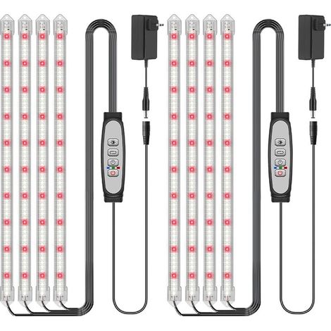2 Packs 4 Barres Lampe pour plantes LED, Sunlike Lampe Horticole 480 LED, Lampe Croissance avec minuterie Auto ON/Off 6/12/18H, 3 modes d'éclairage, Lampes de culture d'intérieur (1/5)