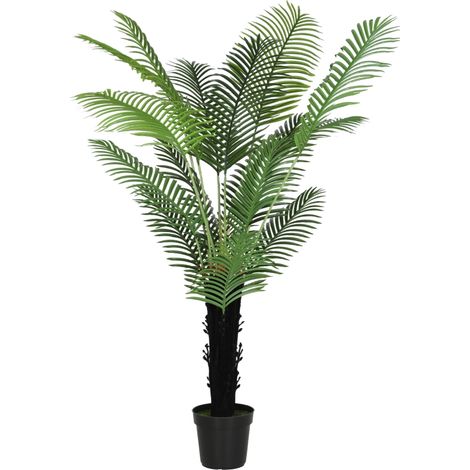175cm Artificial Areca Palm Tree with 16 PE Leaves, Decorative Artificial Plant with Plastic Pot and Flocked Soil, Fake Plant for Home Office Decor, Green (1/5)