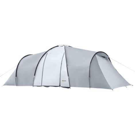 Tente camping familiale dôme 4-6 personnes 2 chambres 1 séjour 1 auvent anti-UV imperméable 2000 mm multicolore
