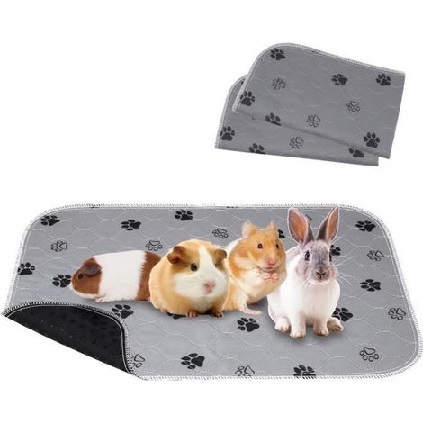 Lot de 2 tapis 60 x 40 cm pour cage de cobaye - lavables, imperméables et réutilisables (1/4)