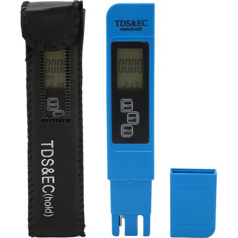 Testeur d'eau numérique TDS EC à 3 touches, rétroéclairage LCD facile à lire, bleu, pour aquarium et eau de puits (1/5)