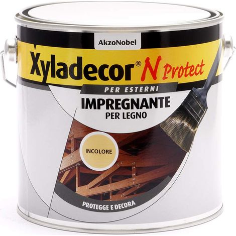 Xyladecor N PROTECT Fondo Impregnante per Legno Esterno a base solvente, Protettivo e Decorativo, Pronto Uso, Trasparente INCOLORE 2,5L, 2.5 L (1/5)