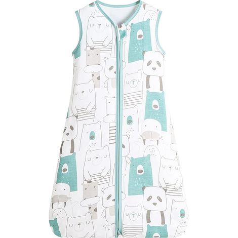 Gigoteuse pour bébé, 0,5 TOG Coton Midnight Moons, Unisexe pour garçons et filles, 6-12 mois, Panda et Ours (Taille M (70-85CM)
