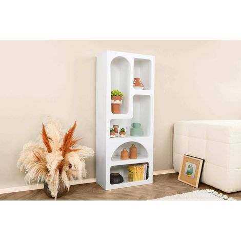 Dmora - Aparador Dgargiul, Bufé de salón, Aparador de salón, Despensa de cocina, 60x32h150 cm, Blanco (1/5)