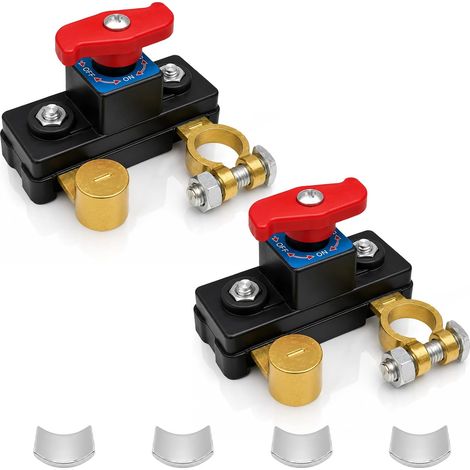 Set of 2 Battery Circuit Breakers 12 V 24 V Adjustable Car Battery Cutter Pure Copper Battery Switch for Motorcycle, Truck, Camper, Boat, Tractor (1/5)