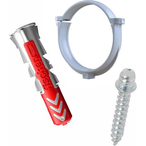 Ensemble de 1 collier tube de descente Ø100 Gris + 1 Vis 7x40mm + 1 Cheville Duopower 8x40mm - Arcanaute