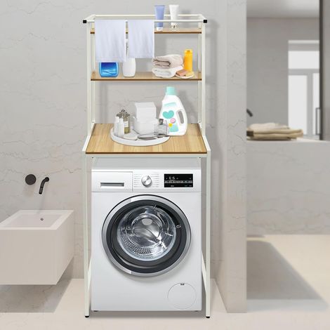 Dreistufiger Waschmaschinenständer, Badezimmerspeicherregal, Speicherregal über dem Toilettenbecken, Waschmaschinenständer, Toilettenständer, multifunktional, langlebig, verstellbar