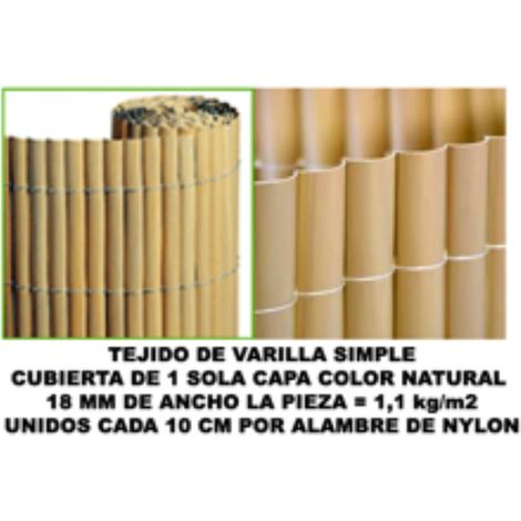 Canne de Bambou PVC 1 Face 18 mm Coloris Naturel 150x500 cm MZ8006