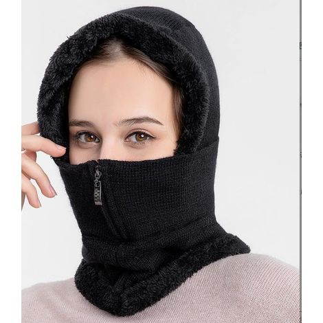 Cagoule chaude d'hiver, bonnet à col élastique, bonnet écharpe pour masque facial, bonnet de ski coupe-vent chaud MNS (1/2)