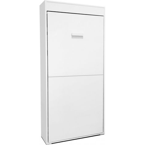 Cama abatible vertical aglomerado melaminizado blanco 90x190cm