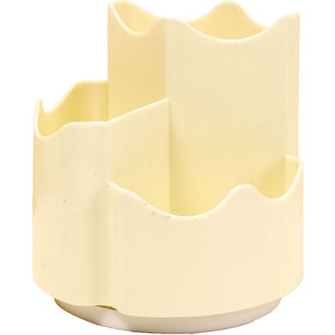 Porte-stylo rotatif 360° avec 3 compartiments, organiseur de bureau et de maquillage, pour maison et bureau, beige (1/5)