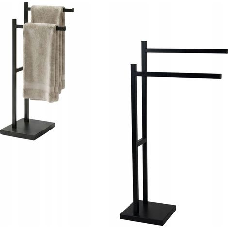 Portasciugamani da terra Bernay M in metallo nero, dimensioni 40,5x18x83 cm. (1/5)